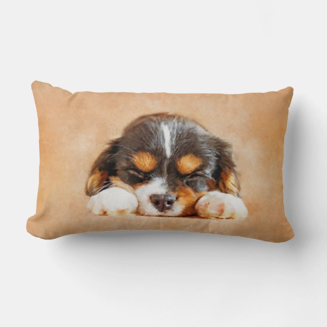 Unbekümmerter Königcharles Spaniel-Welpe Lendenkissen (Vorderseite)