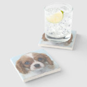 Unbekümmerter Königcharles Spaniel-Welpe Steinuntersetzer (Seitenansicht)