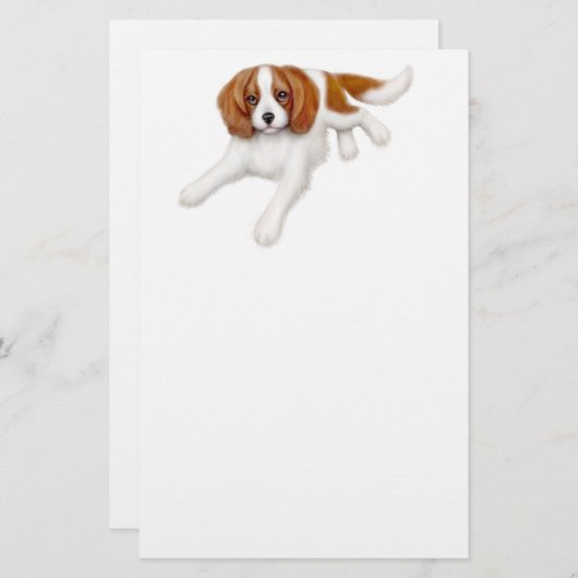 Unbekümmertes Königcharles Spaniel-Briefpapier Briefpapier (Vorne/Hinten)