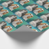 Unbekümmertes Königcharles Spaniel-Packpapier Geschenkpapier (Ecke)
