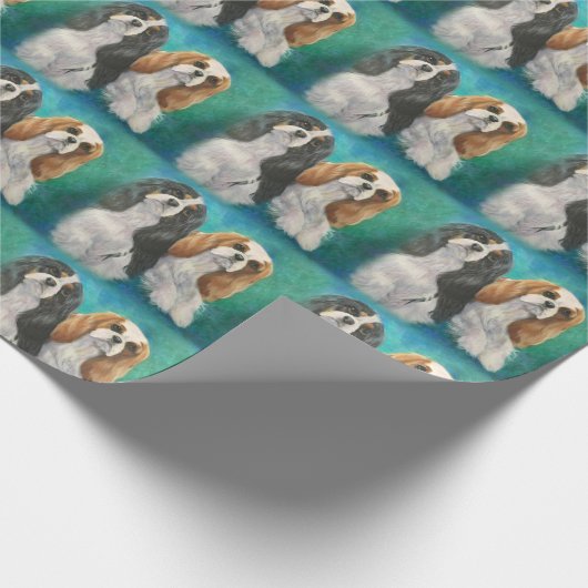 Unbekümmertes Königcharles Spaniel-Packpapier Geschenkpapier (Ecke)