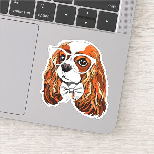 Unbekümmertes Königcharles Spaniel-Porträt Aufkleber