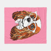 Unbekümmertes Königcharles Spaniel-Porträt Fleecedecke (Vorderseite (Horizontal))