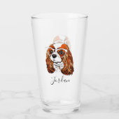 Unbekümmertes Königcharles Spaniel-Porträt | Glas (Rückseite)