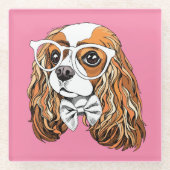 Unbekümmertes Königcharles Spaniel-Porträt Glasuntersetzer (Vorderseite)