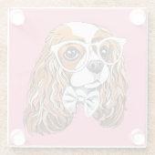 Unbekümmertes Königcharles Spaniel-Porträt Glasuntersetzer (Rückseite)