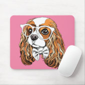Unbekümmertes Königcharles Spaniel-Porträt Mousepad (Mit Mouse)