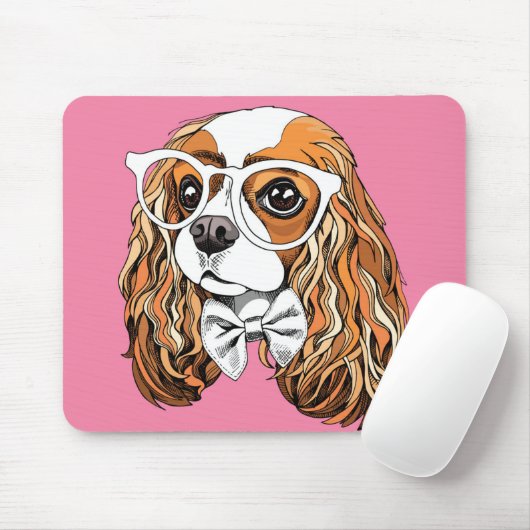 Unbekümmertes Königcharles Spaniel-Porträt Mousepad (Mit Mouse)