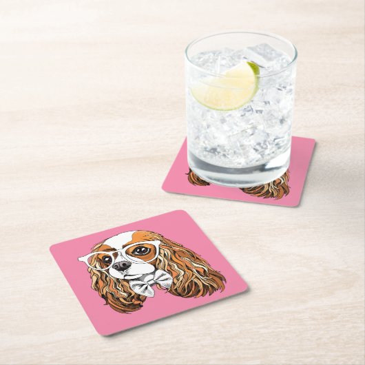 Unbekümmertes Königcharles Spaniel-Porträt Rechteckiger Pappuntersetzer (Vor Ort)