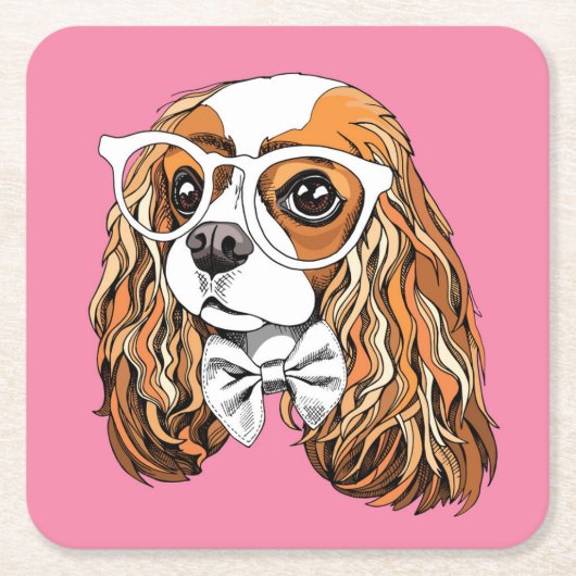Unbekümmertes Königcharles Spaniel-Porträt Rechteckiger Pappuntersetzer (Vorderseite)