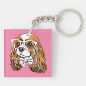 Unbekümmertes Königcharles Spaniel-Porträt Schlüsselanhänger (Rückseite)