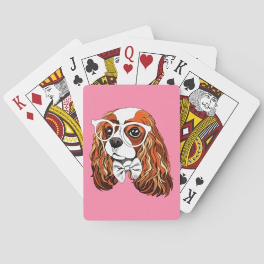 Unbekümmertes Königcharles Spaniel-Porträt Spielkarten (Rückseite)
