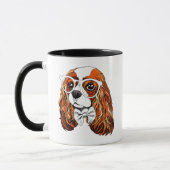 Unbekümmertes Königcharles Spaniel-Porträt Tasse (Links)