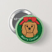 Unbekümmertes Königcharles Spaniel-Weihnachten Button (Vorne & Hinten)