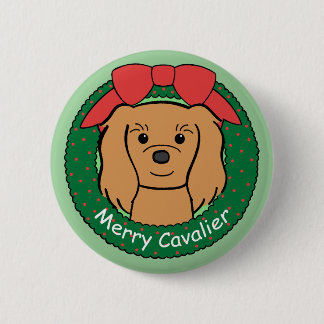 Unbekümmertes Königcharles Spaniel-Weihnachten Button