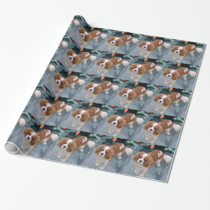Unbekümmertes Königcharles Spaniel-Weihnachten Geschenkpapier