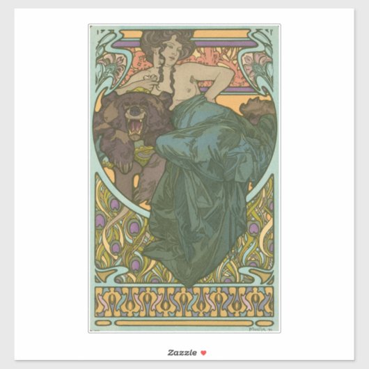 Unbenannt nach Alphonse Mucha (1902) Aufkleber (Blatt)