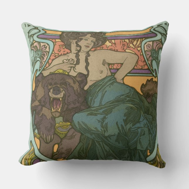 Unbenannt nach Alphonse Mucha (1902) Kissen (Vorderseite)