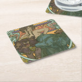 Unbenannt nach Alphonse Mucha (1902) Rechteckiger Pappuntersetzer (angewinkelt)