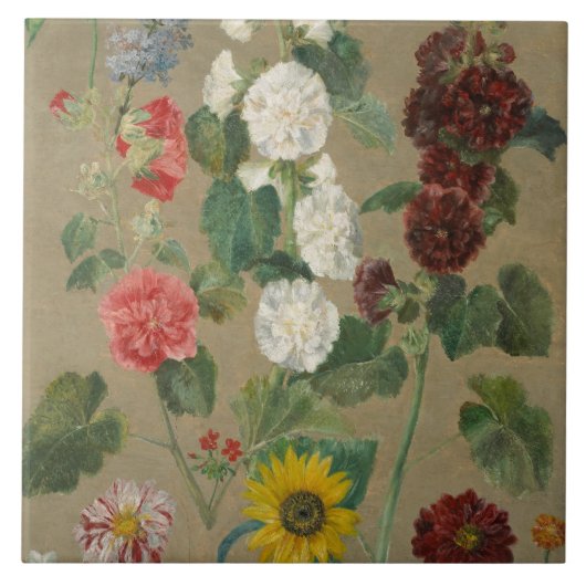 Unberechtigt (Blumen) (Öl an Bord) Fliese (Vorderseite)