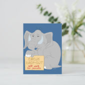 Unbeschäftigte Circus Elephant Postkarte (Stehend Vorderseite)