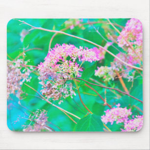 Unbesiegbare Spirit Hot Pink Hortensien auf Aqua Mousepad