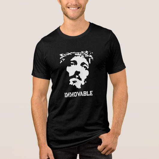 unbewegliches Jesusgesicht Tri-Blend Shirt (Vorderseite)