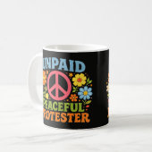 Unbezahlter friedlicher Protestierender Retro-Frie Kaffeetasse (Vorderseite Links)