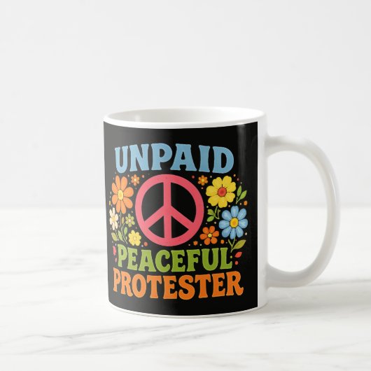 Unbezahlter friedlicher Protestierender Retro-Frie Kaffeetasse (Rechts)