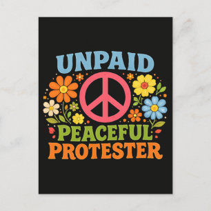 Unbezahlter friedlicher Protestierender Retro-Frie Postkarte