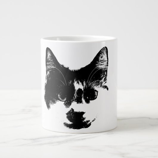 Unbothered – Ink Style Cat Jumbo-Tasse (Vorderseite)