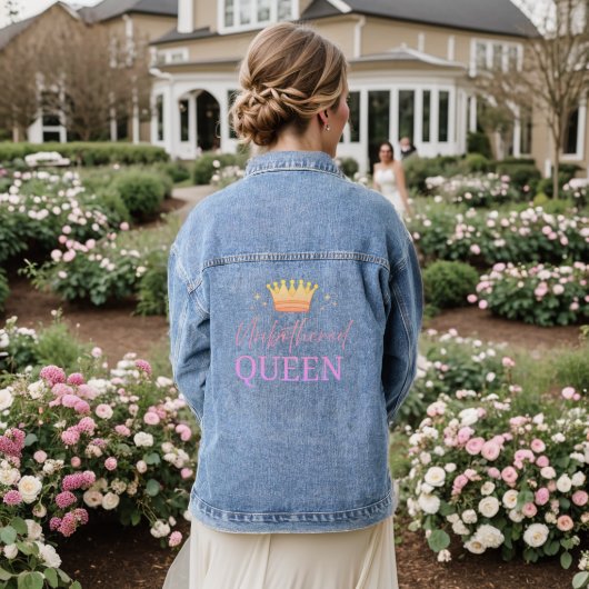 Unbothered Queen- Denim Jacket Jeansjacke (Hochzeit Rückseite)