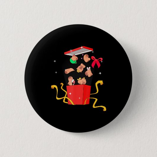 Unboxing Blind Box Capybara Pyjama Ugly Christmas  Button (Vorderseite)