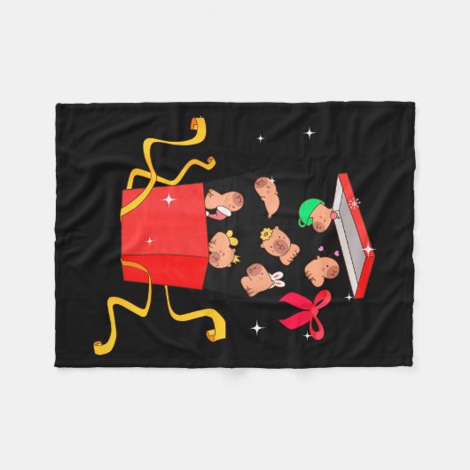 Unboxing Blind Box Capybara Pyjama Ugly Christmas Fleecedecke (Vorderseite (Horizontal))