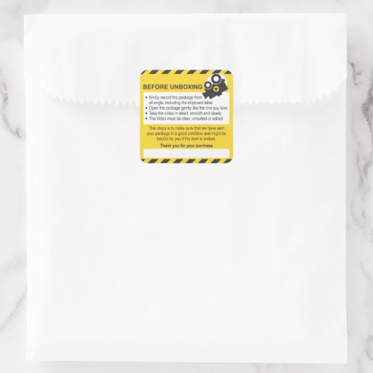 Unboxing Custom Sheet Label and Guarantee Quadratischer Aufkleber (Tasche)