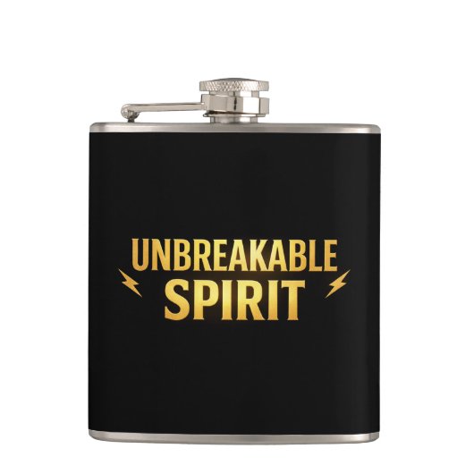Unbreakable Spirit Black Stainless Steel Hip Flask Flachmann (Vorderseite)