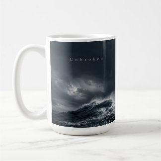 Unbroken - Dunkle stürmische Ozean-Ästhetik-Zitat Kaffeetasse