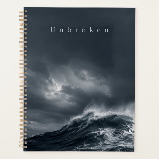 Unbroken - Dunkle stürmische Ozean-Ästhetik-Zitat Planer (Vorderseite)
