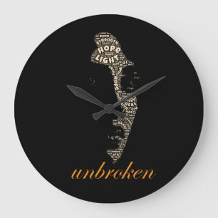 Unbroken Woman Typography Große Wanduhr