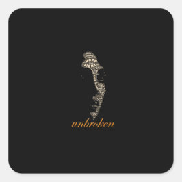 Unbroken Woman Typography Quadratischer Aufkleber