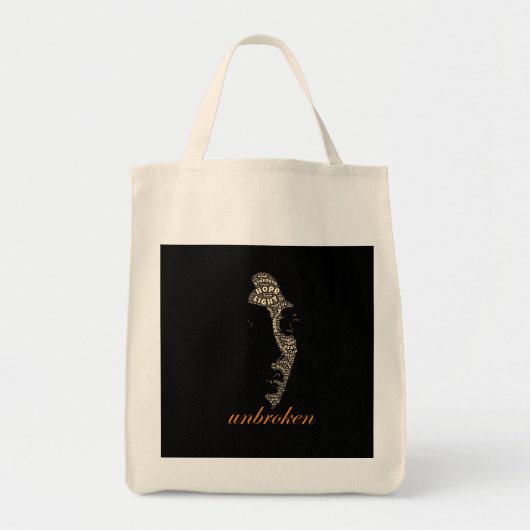 Unbroken Woman Typography Tragetasche (Vorne)