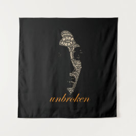 Unbroken Woman Typography Wandteppich