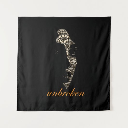 Unbroken Woman Typography Wandteppich (Vorderseite)