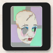 'Uncanny Valley' Malerei auf einem Getränkeuntersetzer (Vorderseite)
