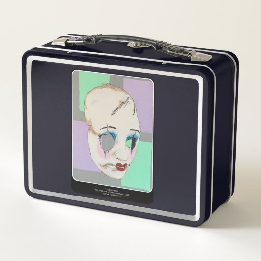 'Uncanny Valley' Malerei auf einem Metall Brotdose (Rückseite)