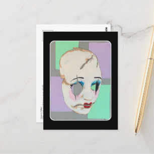 'Uncanny Valley' Malerei auf einem Postkarte