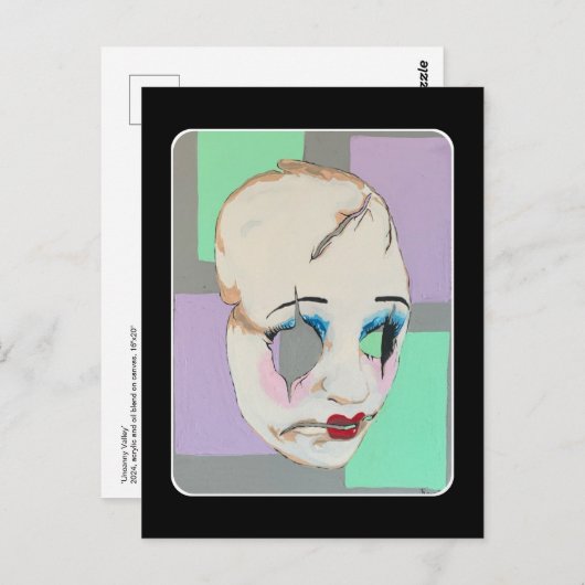 'Uncanny Valley' Malerei auf einem Postkarte (Vorne/Hinten)