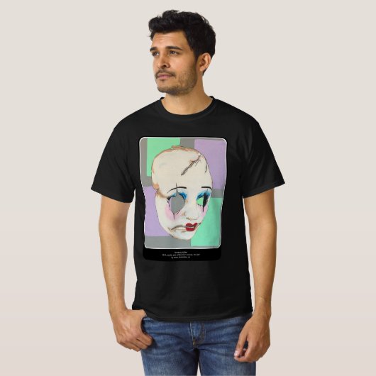 'Uncanny Valley' Malerei auf einem T-Shirt (Vorne ganz)
