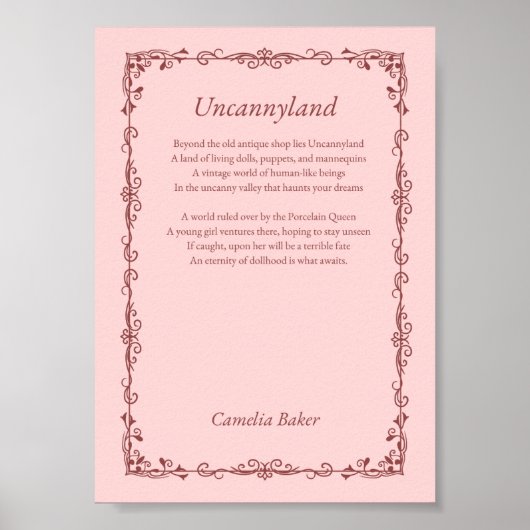 Uncannyland Poem Print Poster (Vorne)