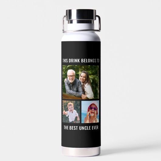 Uncle 3 Foto Collage Black Trinkflasche (Rückseite)